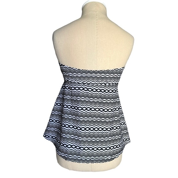 CONVERSE Bandeau Diamond Zigzag Black & White Strapless Swim Top Womens Large - Picture 6 of 11